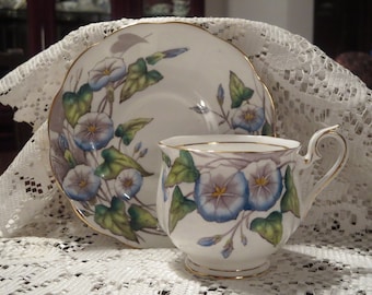 Royal Albert Cup and Saucer- Flower of the Month 'Morning Glory'- English Tea Set - Vintage Tea Set - Cup and Saucer Set - Royal Albert set