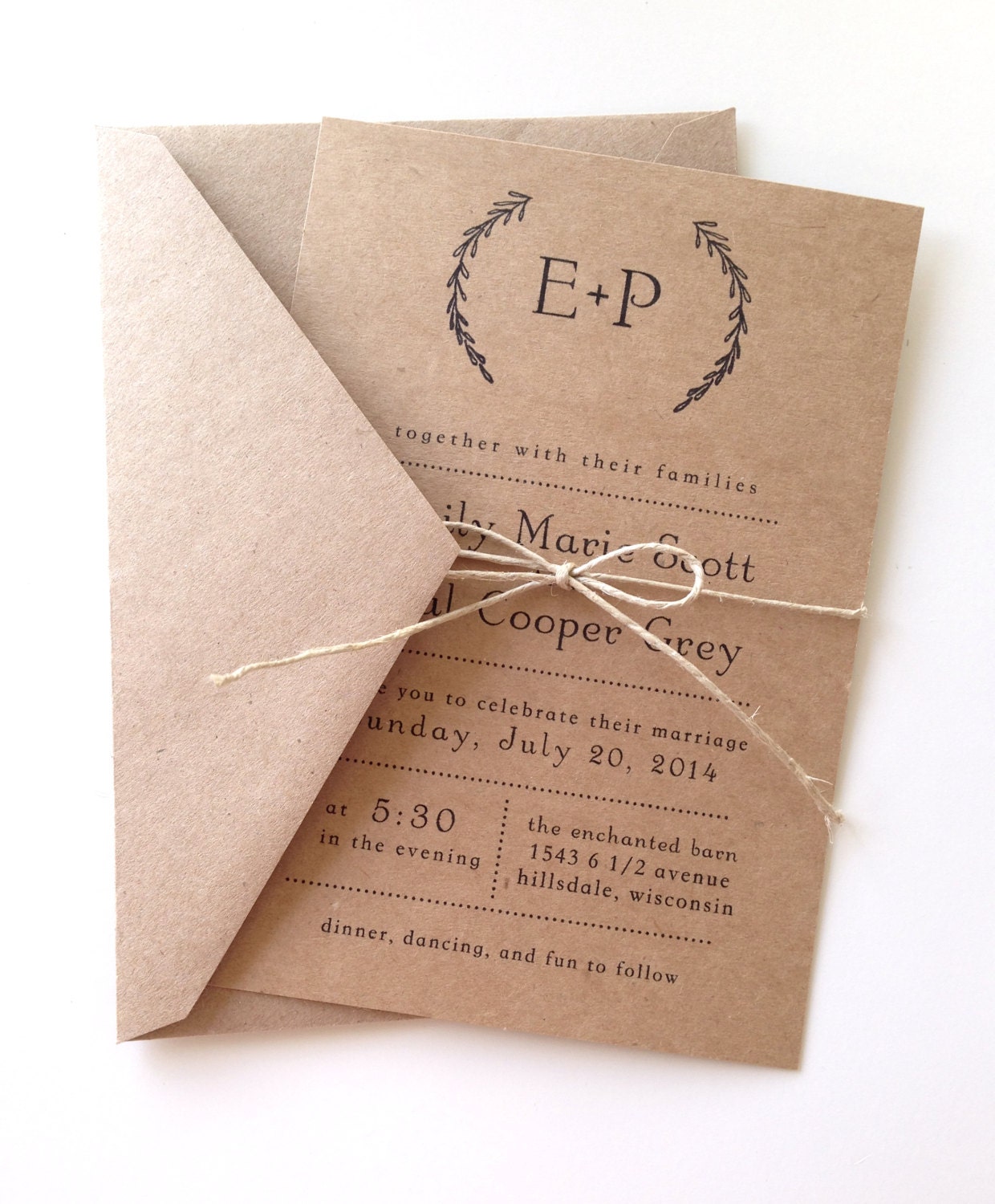 Rustic Laurel Wedding Invitations Rustic Laurel Wedding Invitations