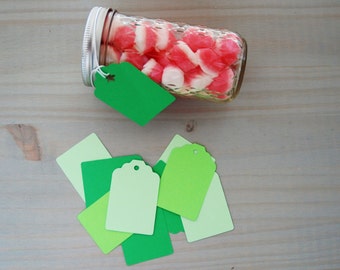 Green Hang Tags - Green paper party favor tags - Pack of 24