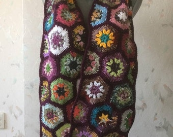 ON SALE - 10% OFF Granny Square Crochet Scarf