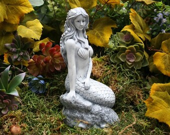 Concrete Mermaid Statue - Outdoor Mermaid Garden Decor - Little Mermaid Art