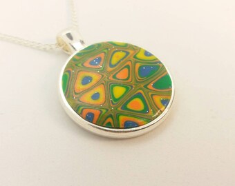 Polymer Clay Round Pendant Necklace I100101