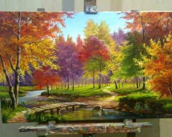 AUTUMN LEAVES Oil Painting Original. New. Wall art. Home decor