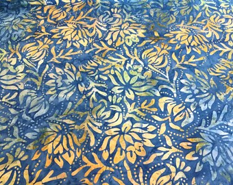 Timeless Treasures Batik Fabric, Blues Aquas by the half yard