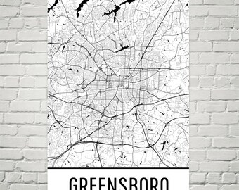Greensboro Map, Greensboro Art, Greensboro Print, Greensboro NC Poster, Greensboro Wall Art, Map of Greensboro, Greensboro Gift, Modern, Art