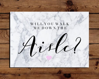 Marble Will You Walk Me Down The Aisle Greetings Wedding Father / Dad / Mum Card A5 with Envelope