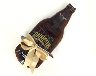 Large Stone Ruination 2.0 Beer Melted Bottle Cheese Tray (Large) - Upcycled / Recycled Eco Friendly Gift by Mitchell Glassworks