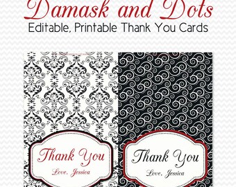 printable thank you cards black and white