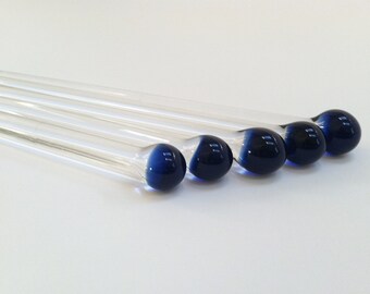 Swizzle Sticks, Glass Swizzle Sticks, Blue Swizzle Sticks, Stirring Glass Rod, Custom Swizzle Sticks, Cobalt Blue, Borosilicate, Boro