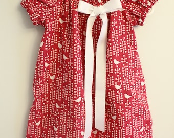 Summer Girls Dress, Pink Bird Baby dress, Spring Girls Dress, Bird Toddler dress