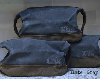 Personalized Dopp Kit : Toiletry Bag Travel Waxed Canvas FREE SHIPPING