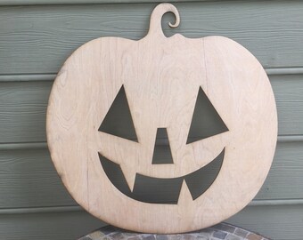 Toothy Face Pumpkin Door Hanger - Small - 5mm Thick Plywood Unfinished