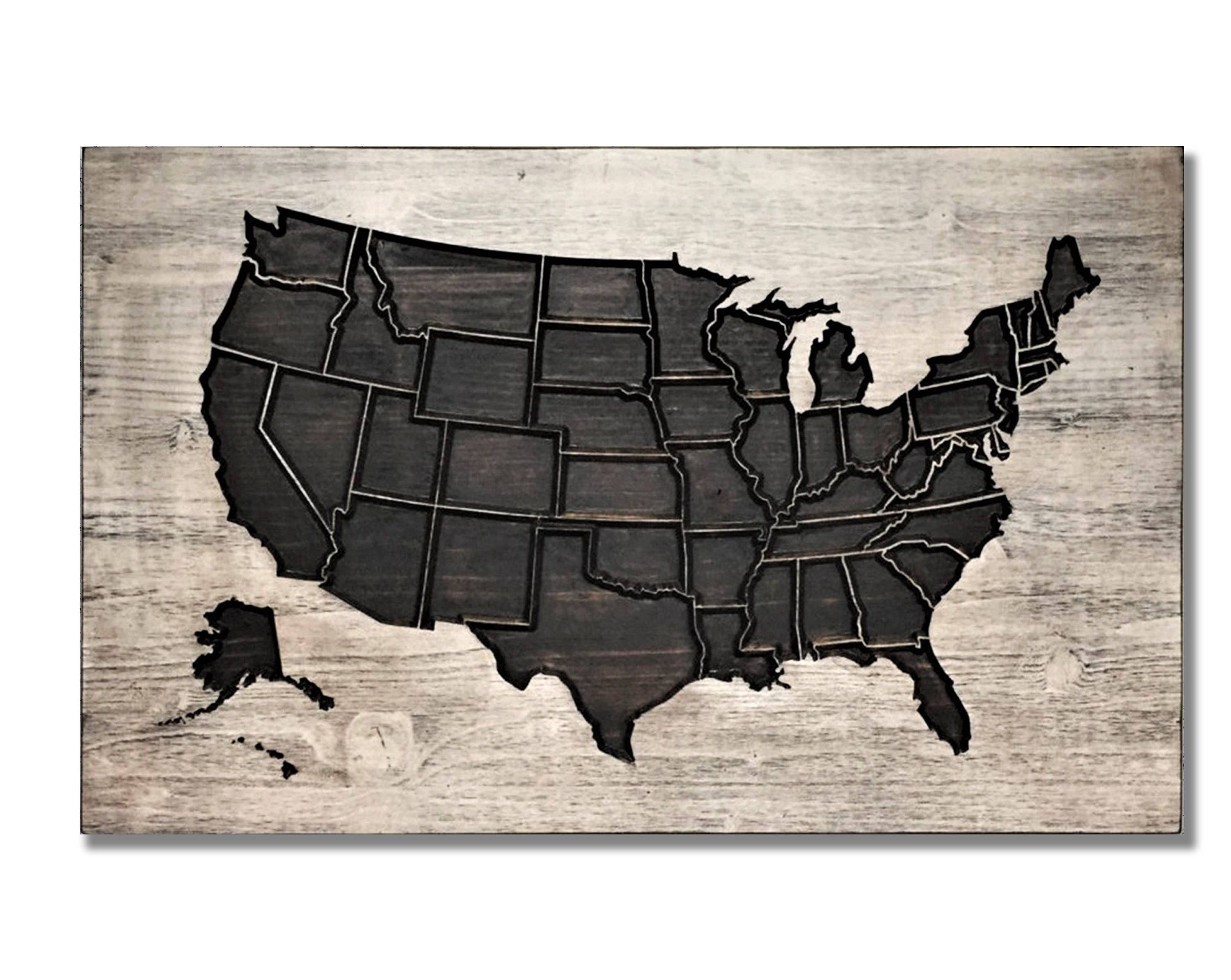 Wooden US Map Wood wall art Home Wall Decor United States