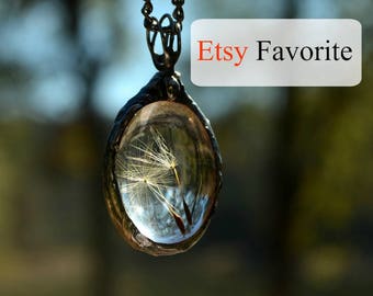 Wish Necklace, Dandelion Necklace, Made With Real Dandelion Seeds, Glass not Resin, Will not Yellow, Make a Wish Jewelry, Terrarium (2248)