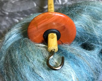 Top Whorl Red Jasper Stone Drop Spindle (C)