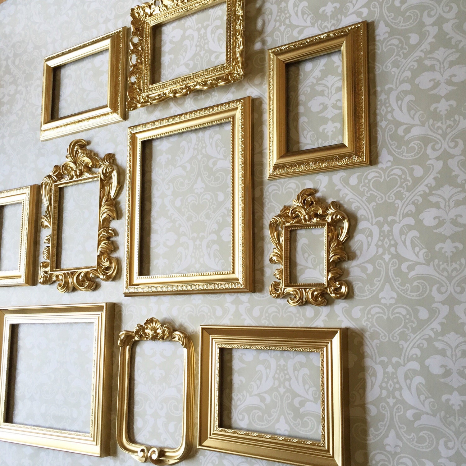 Gold Picture Frame Set Wall Gallery Collection Of 10 Vintage