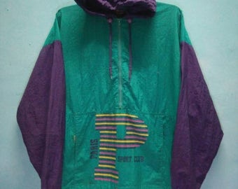 SALE 10 % Vintage 90s PARIS SPORT Club Windbreaker Hoodie Size S