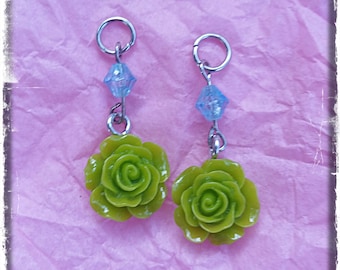 Hearing Aid Charms: Lime Colored Roses!