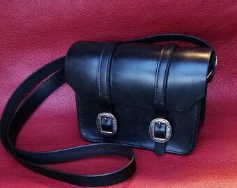 Sac à bandoulière en cuir noir