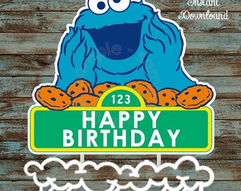 Cookie monster label | Etsy