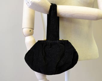 1940s Black Velveteen Purse