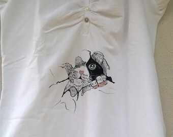 "Apparition" on sleeve white t-shirt short size 38-40