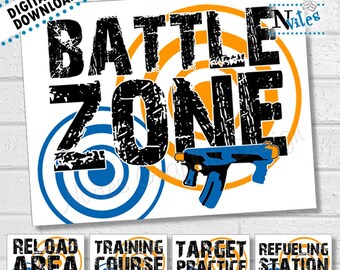 Dart Party Signs, Dart Battle Party Decor, Dart War Signs, Birthday Party Decor, Blaster Gun Party Decorations, Dart Gun | PRINTABLE