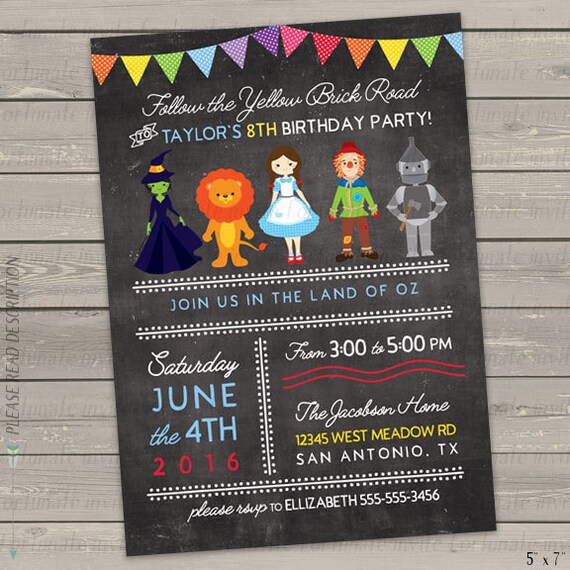 Wizard Of Oz Party Invitations Printable 2