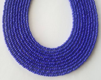 Blue seed bead necklace - blue necklace - royal blue necklace - blue - necklace - seed bead necklace