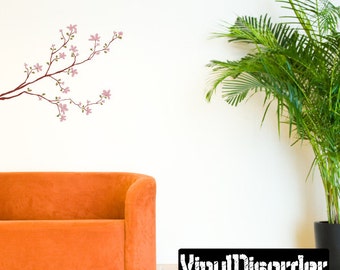 Floral Tree Branch Wall Decal - Wall Fabric - Vinyl Decal - Removable and Reusable - FloralBranchUScolor002ET
