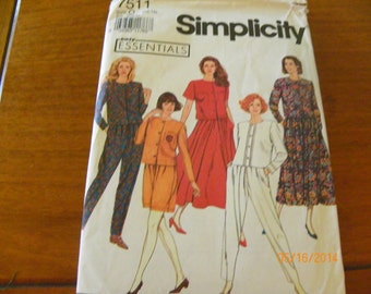 Vintage 1991 Simplicity 7511 Sewing Pattern Misses' Pants or Shorts, Skirt, and Top, Size O (12 - 16)
