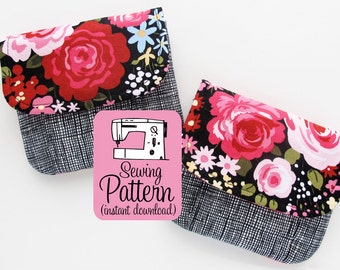 Pleated Pouches PDF Sewing Pattern | Beginner sewing project for five sizes of storage pouches to use for cards, clutches, gadgets, etc.