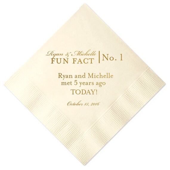 Fun Facts Personalized Wedding Napkins