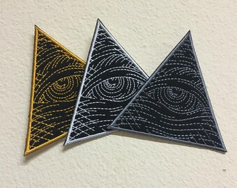 Custom Eye of Providence Embroidered Iron On Patch , Size W3 x H 2 3/4 (inches).
