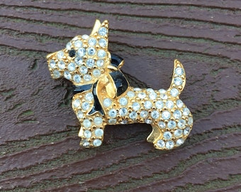 Vintage Jewelry Signed Monet Lovely Scottie Dog Pin Brooch
