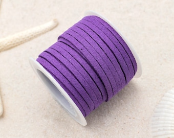 Faux Suede Cord, 3mm Flat Cord, 5 Meters, Jewelry Cord, Purple -S1