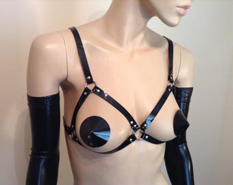 Vegan Vinyl Bikini-Style Bra Harness
