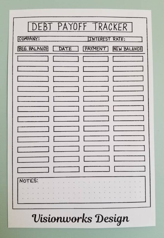payment sheet bill Payoff Journal Sticker Bullet Debt Sticker Tracker Bujo