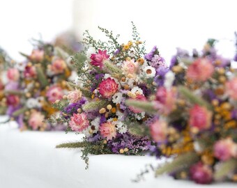 Our FIELD FLOWER Bridesmaid Dried Flower Bouquet - For a Rustic Country Wedding - Purple Wedding Bouquet