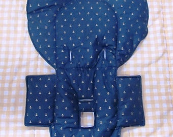 high chair cushion, Evenflo high chair cover replacement pad, cushion, baby furniture protector, baby and child care, gold anchors on navy