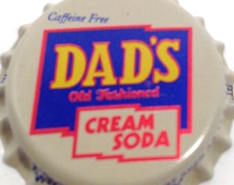 Soda bottle caps, tops, pop, NOS, 100 collectible same, Dad's Cream Soda, beverage, craft, decorate, jewerly, free shipping