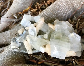 FREE SHIPPING Large Apophyllite Stilbite and Chalcedony Minerals specimen, Beautiful Crystal Cluster, Amazing Crystal for Triangle Shelf