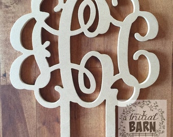 Wooden Monogram Cake Topper