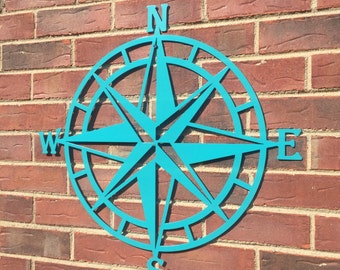 Steel Nautical Star Compass Wall Art, Nautical Decor, Metal Wall Art, Lake House Decor, Beach House Decor, Outdoor Metal Wall Art
