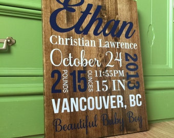 Baby Stats Wood Sign Shower Gift