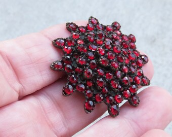 Antique Victorian Garnet Brooch Large Pin.
