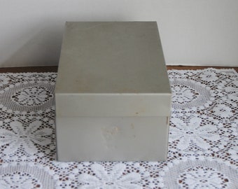 Vintage Weis Grey Silver 3x5 Index Card File Box with Alphabet Index Cards