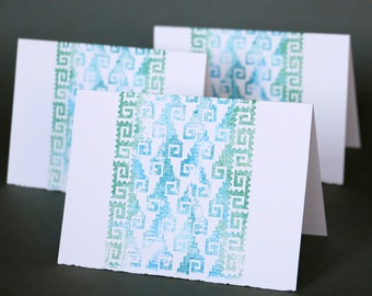 Mitla Wave Double-Sided Notecards, set of 4, gocco printed