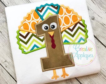 1st Thanksgiving Turkey Digital Machine Embroidery Applique Design 4 Size, 1st thanksgiving applique, first thanksgiving applique