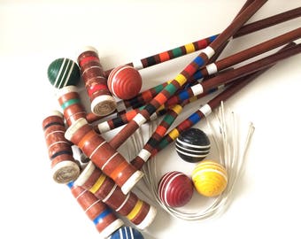 Vintage Croquet Set with Storage Bag
